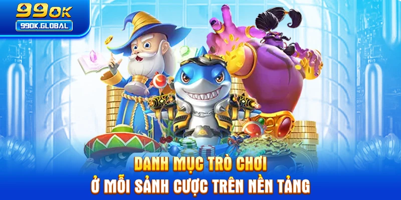 Danh mục trò chơi ở mỗi sảnh cược trên nền tảng